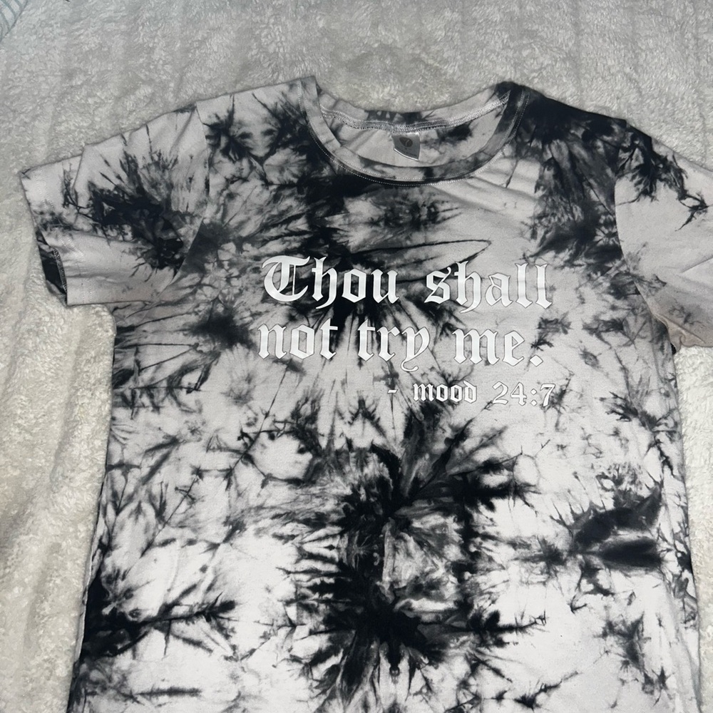 Black and White Tie-Dye Graphic T-Shirt